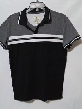 Scott James Men's Gray/Black/White Business Casual Dress Polo Style SIZE: Medium